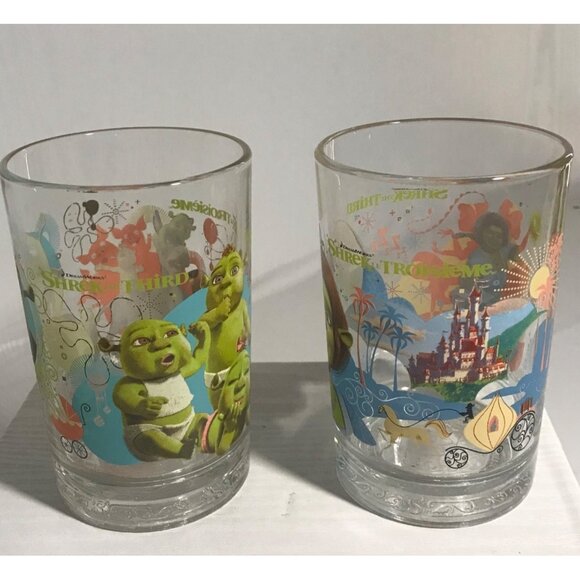 Shrek The Third Collectible Glass Set of 2 DreamWorks - Picture 4 of 8